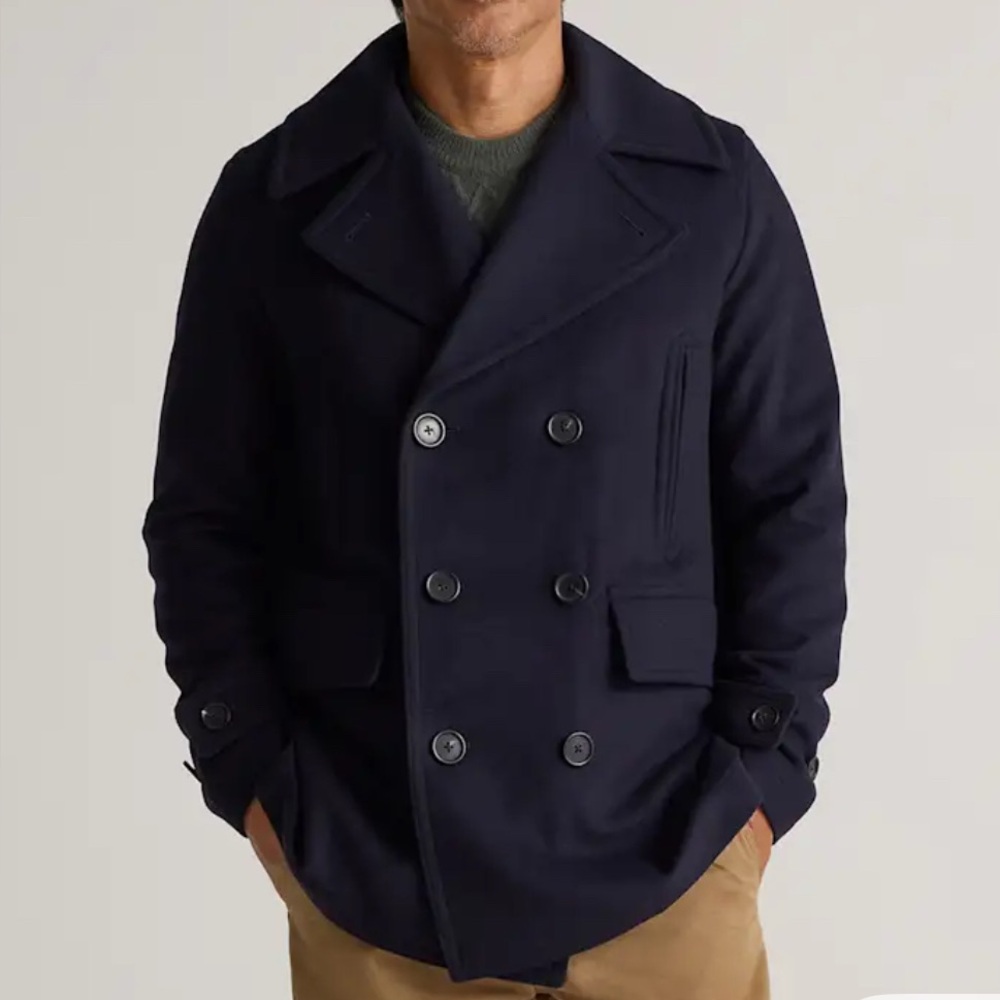 NWT Quince Men’s Italian Wool Pea Coat Navy Size Small